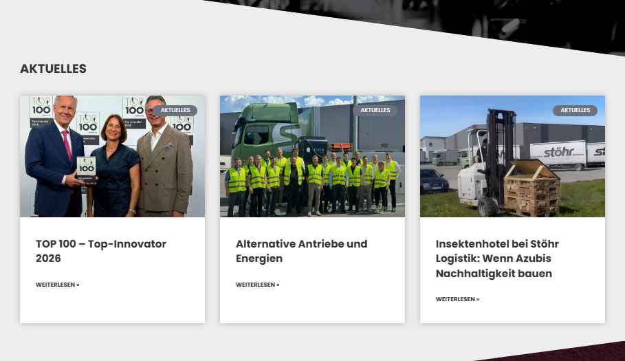 Aktuelles-Bereich mit drei News-Karten