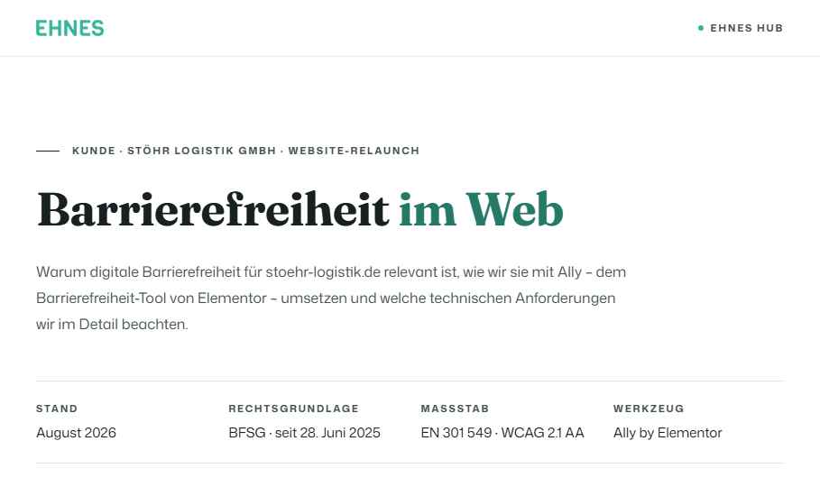Screenshot Barrierefreiheit-Konzept im EHNES-Stil