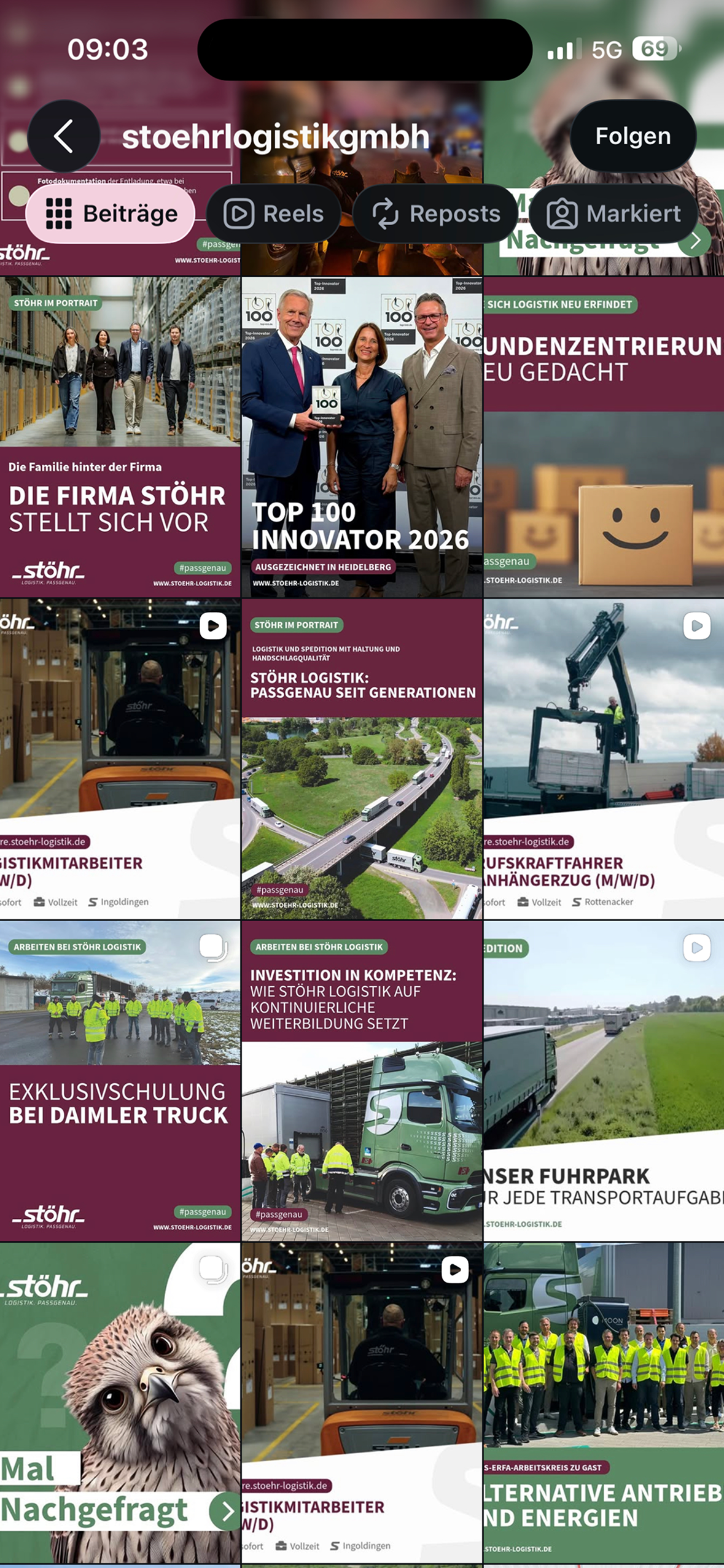 Instagram-Feed von Stöhr Logistik