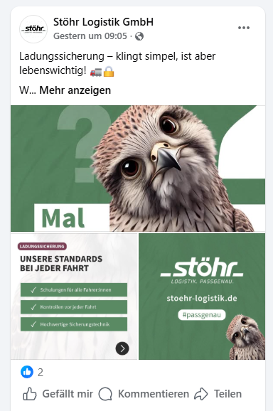 Facebook-Beitrag von Stöhr Logistik